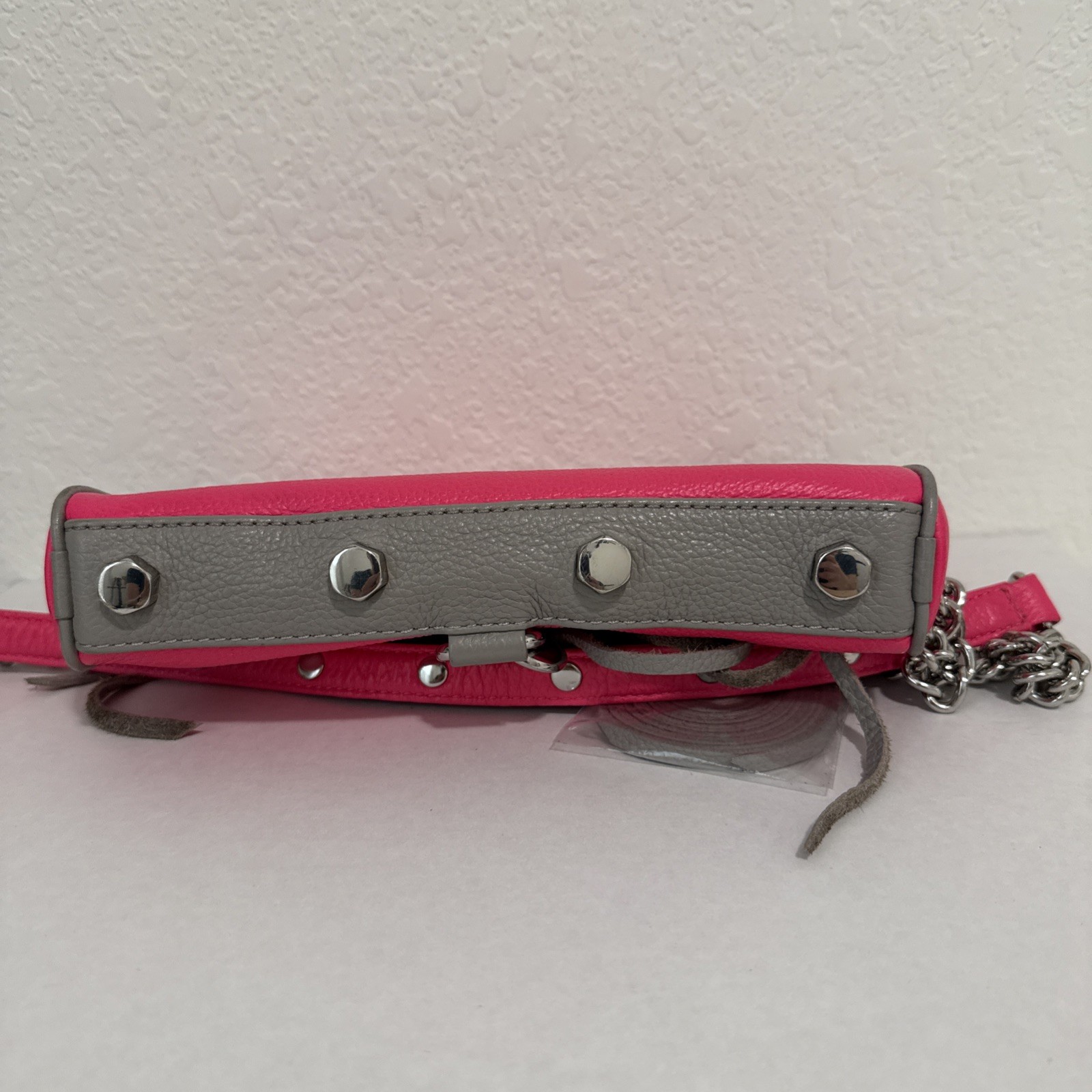 Rebecca Minkoff Mini M.A.C Hot Pink Leather Crossbody Bag Purse Chain Strap