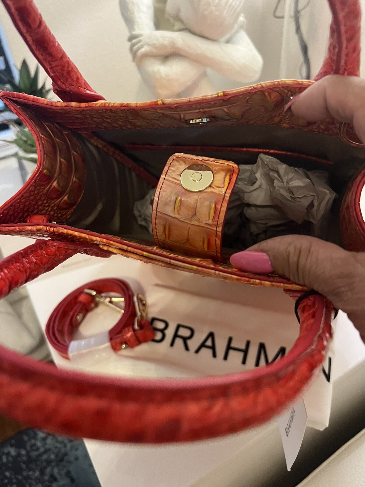 BRAHMIN Moira -Infusion Ombré Melbourne Orange Red Tote Bag NWT $315