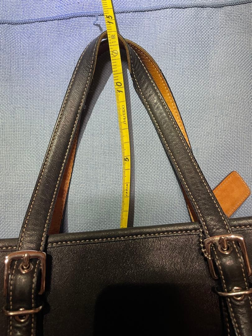 Old Coach 9605 Black x Brown Trapezoid Leather Handbag