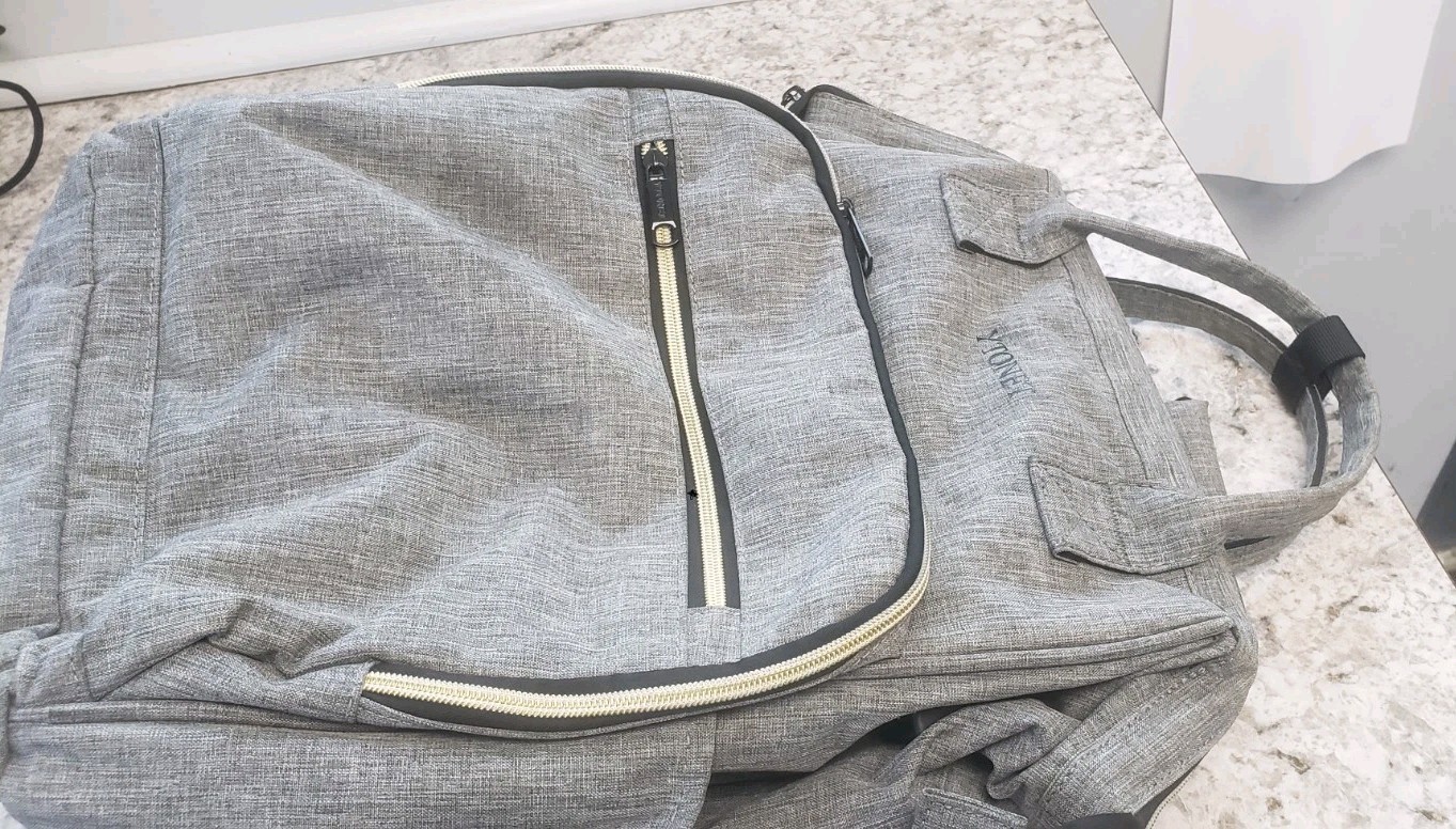 YTONET Laptop Backpack School/Travel Backpack with USB Charging Port Light Grey