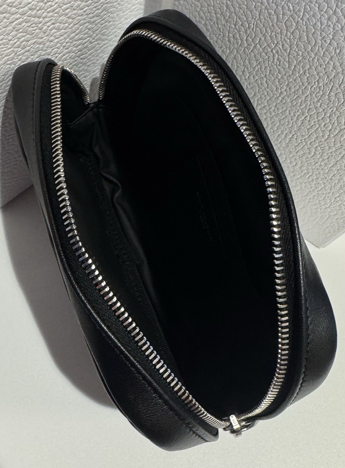 Saint Laurent Monogram Chevron Lambskin Cosmetic Pouch Black Italy Dust Bag