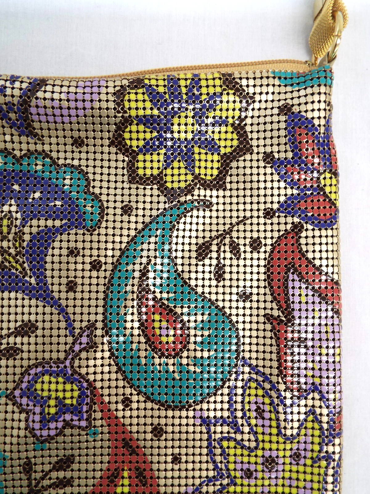 Vintage Whiting & Davis Paisley Mesh Purse Shoulder Bag Enamel & Gold PERFECT