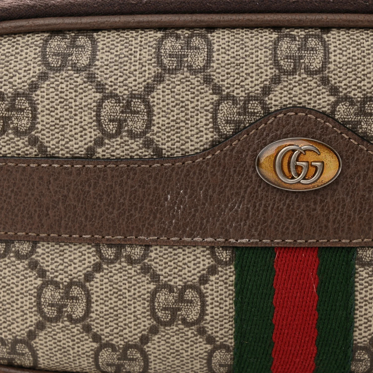 GG Supreme Monogram Web Mini Ophidia GG Bag Brown w/ Dustbag