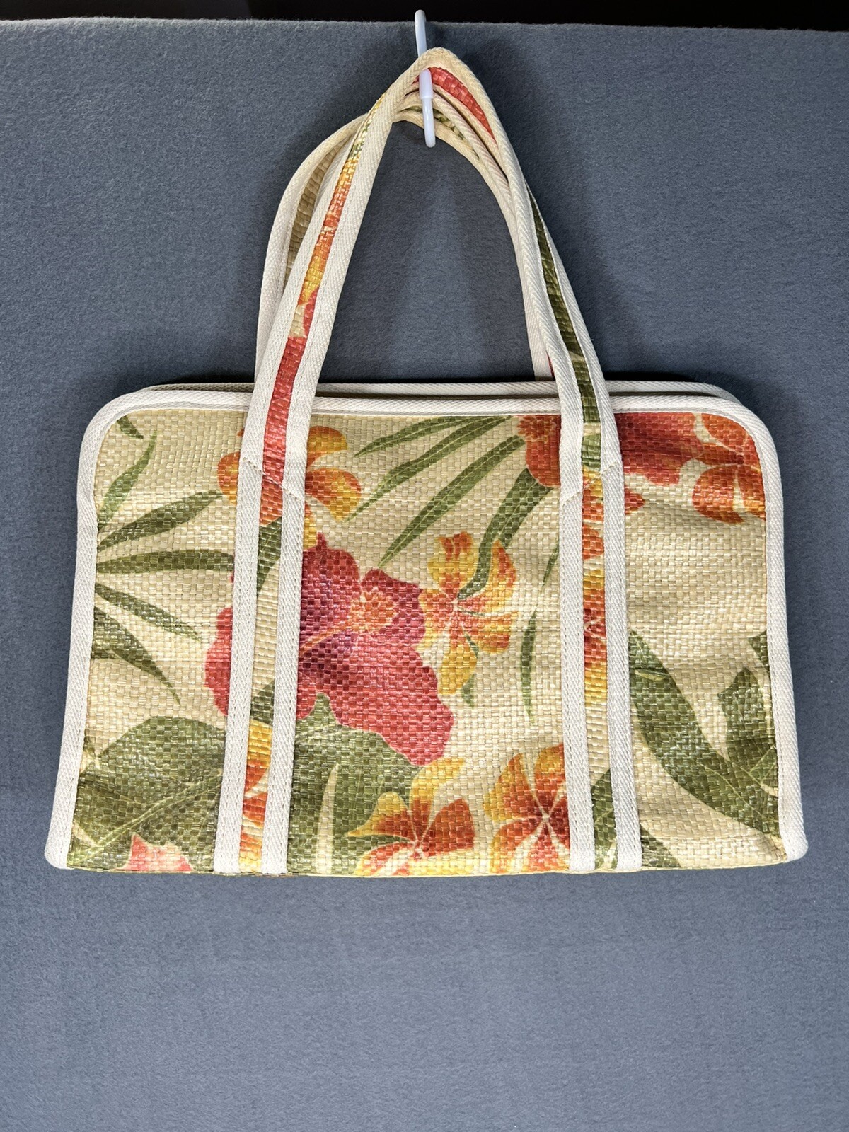 Paquetage Paris Raffia Hawaiian Print Handbag/Bag/Purse