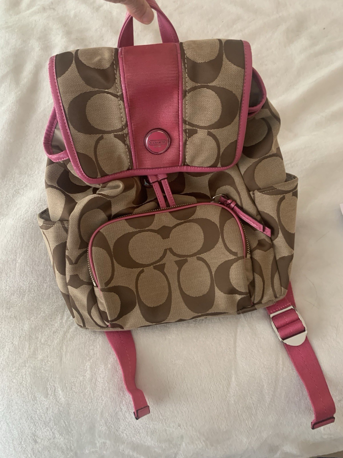 Women’s Coach Pink Beige Backpack Traditional C’s