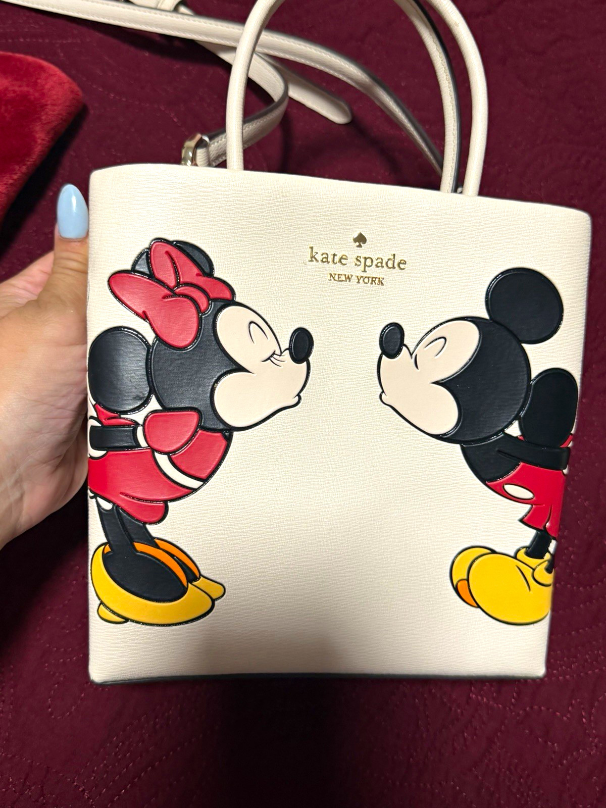 Kate Spade New York Disney Mickey Minnie White Small Crossbody Top Handle Bag