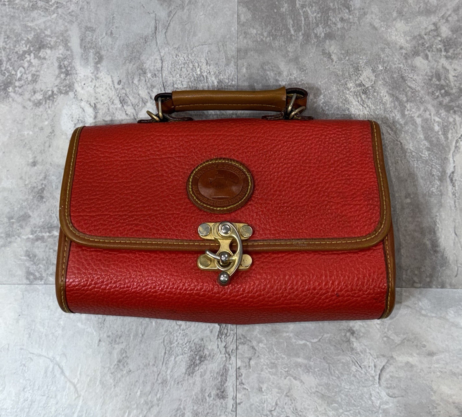 Vintage 80s 90s CARINA INT’L Red Pebbled All-Weather Leather Handbag Satchel USA