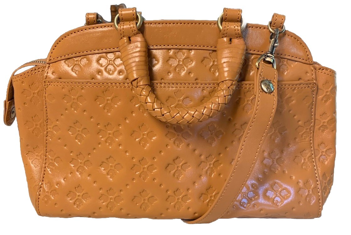 Patricia Nash Discovery Leather Embossed Minori Satchel-Tan A596514 NEW