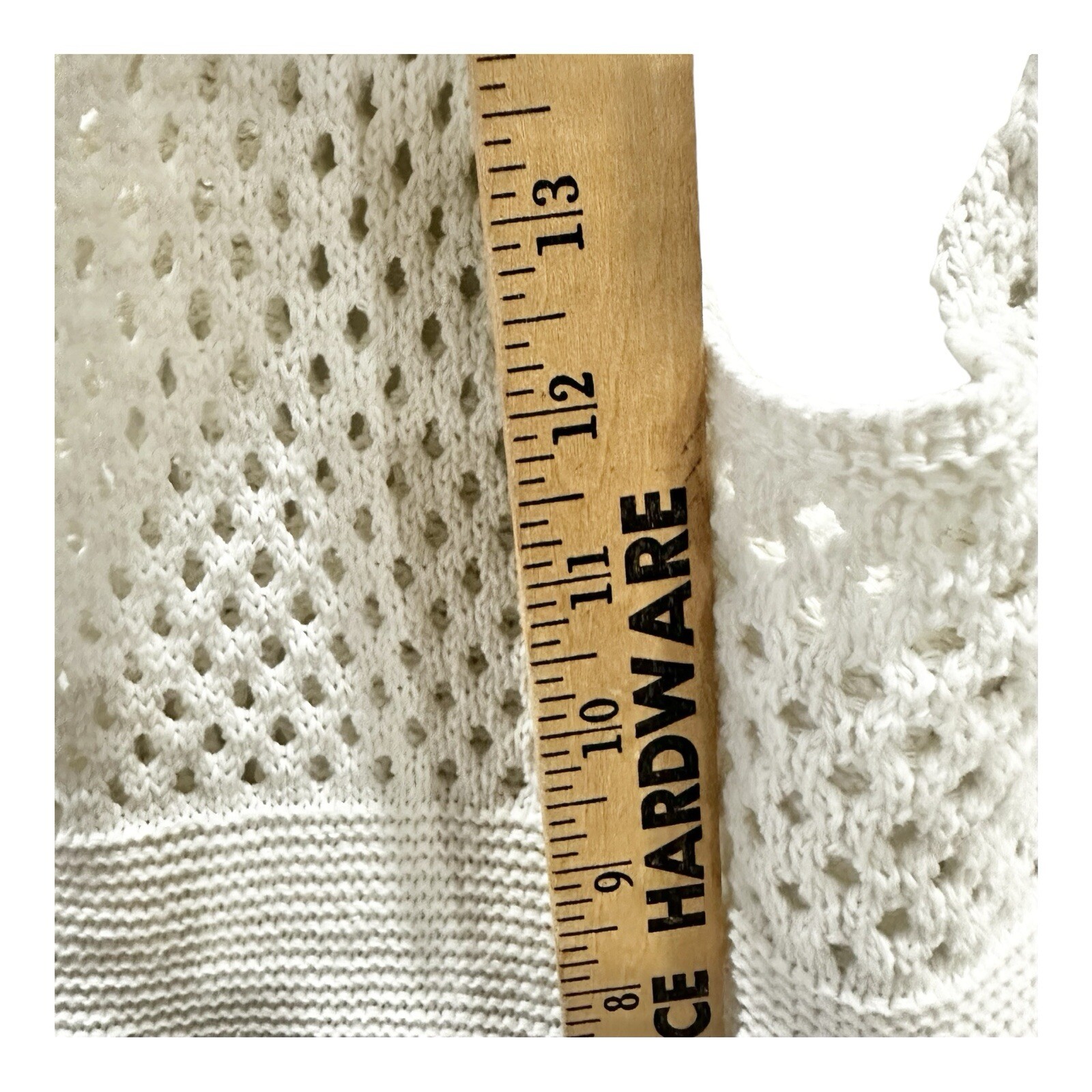 Hand Knit Crocheted Tote Shoulder Bag Double Strap White Ivory 15×12 Boho Beach