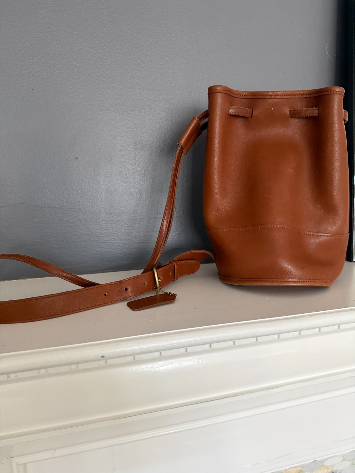 coach leather bucket bag small 10 X 6 in