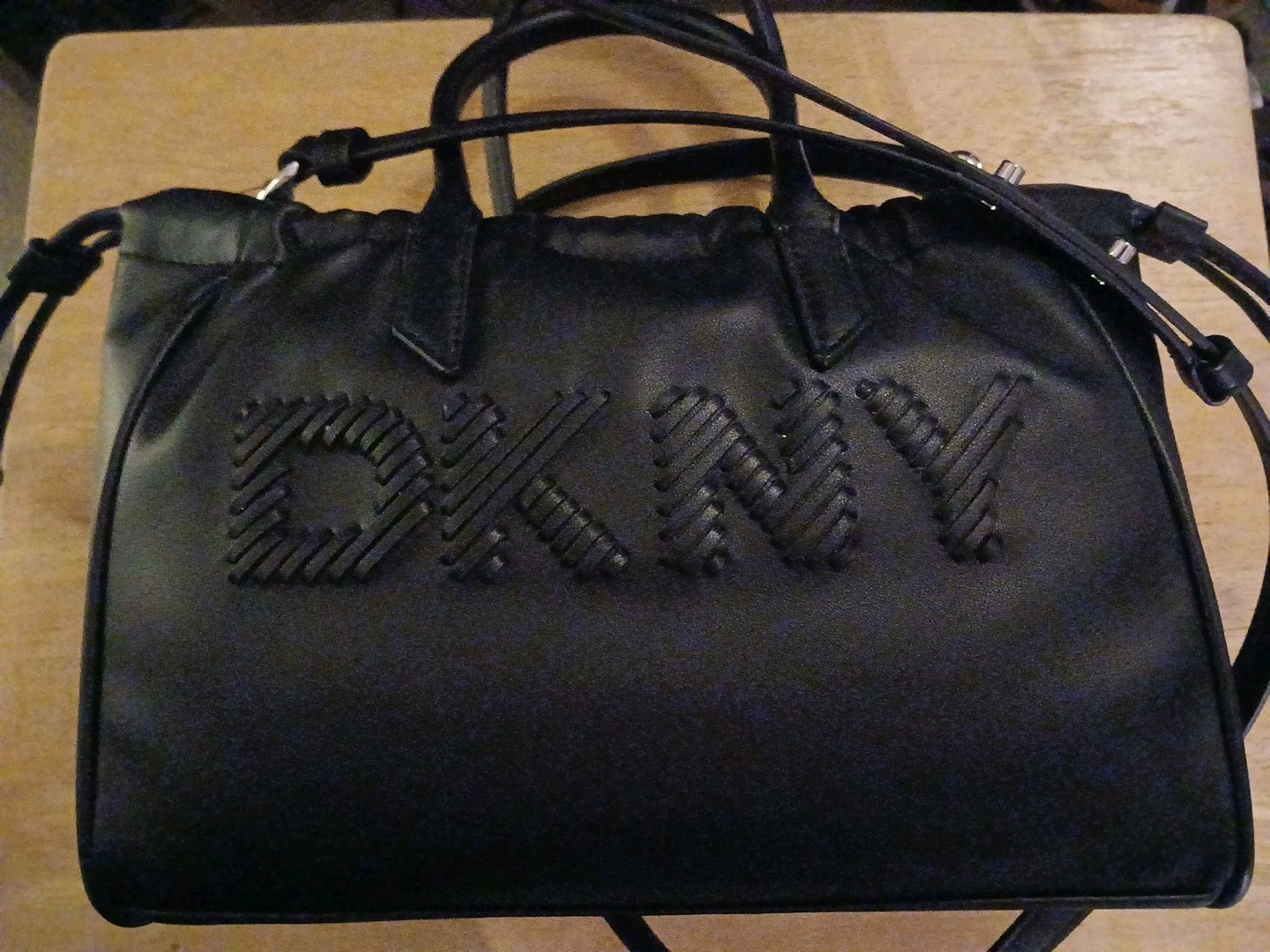 DKNY Pria Small Tote Black NEW W TAGS Open Top Style Side Drawstring