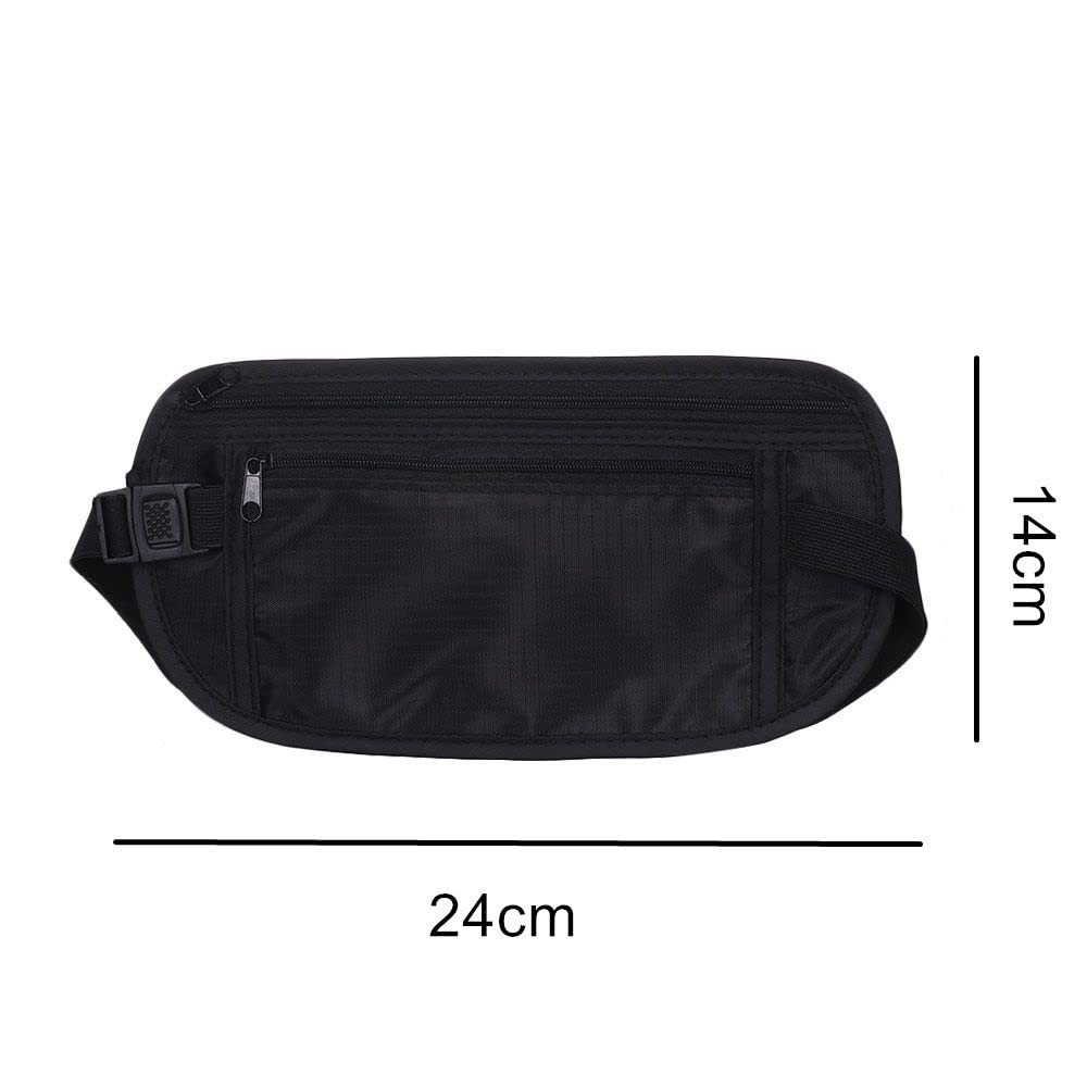 2 Pack Travel Money Belt Waist Wallet, Slim RFID Blocking Passport Holder, In
