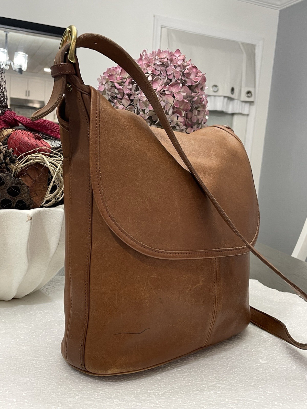 Vintage Coach Whitney 4115 Brown Leather Shoulder Bag Classic Flap