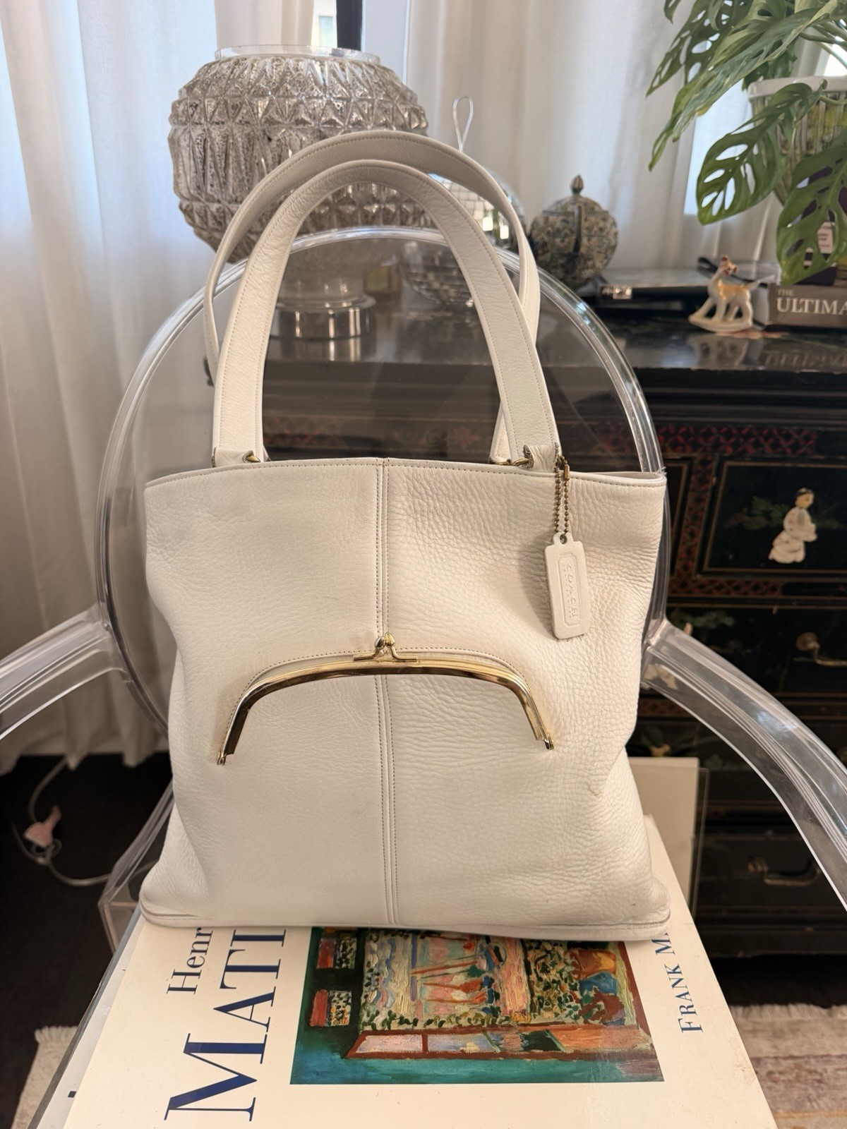 Vintage Coach Slim Tote W/kisslock Front Pouch-