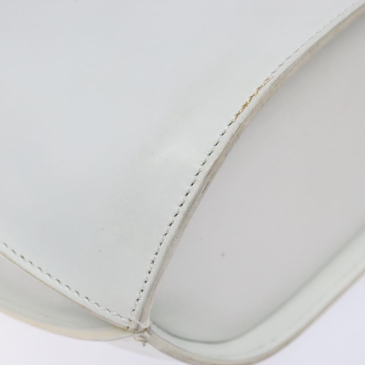 CELINE Shoulder Bag Leather Gold White Auth 138388