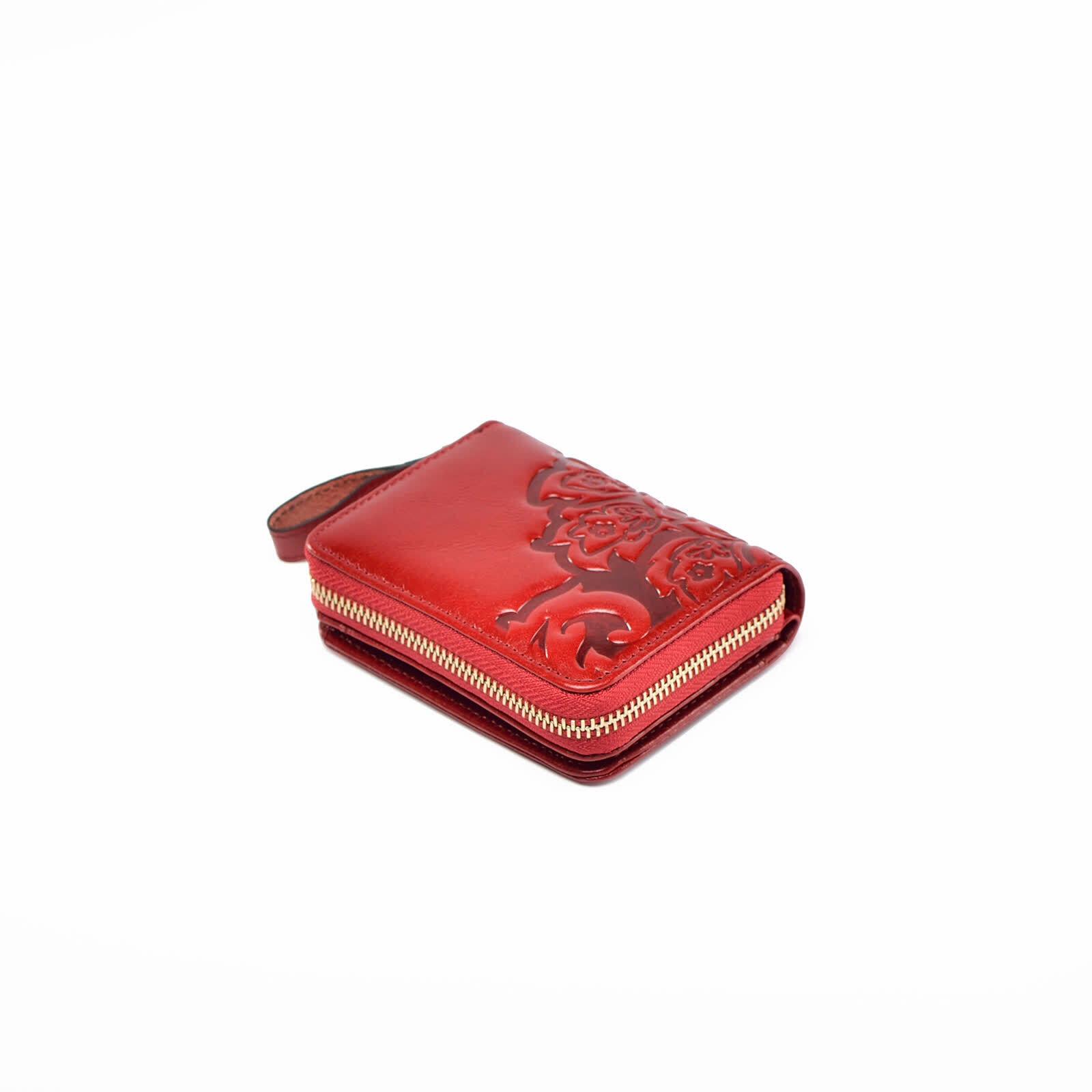 Erivis Red Leather Purse for Women with Zipper Pocket Card Holder