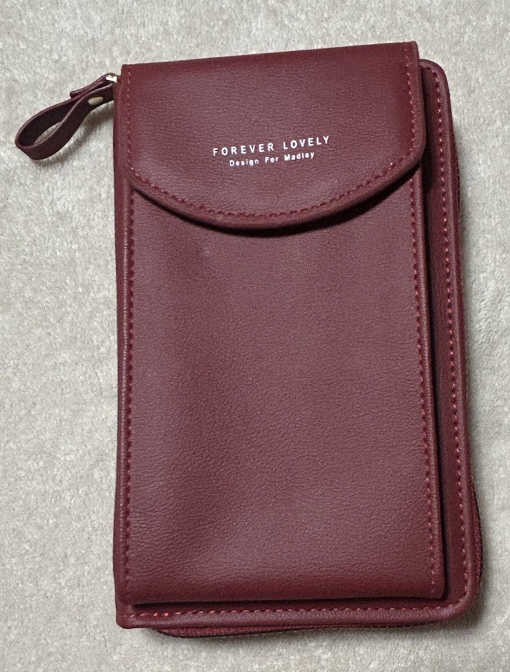 Forever Lovely Crossbody Wallet Clutch Bag Burgundy Reddish