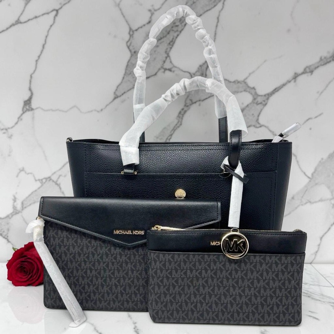 Michael Kors Maisie Large Pebbled Leather 3-in-1 Tote Bag Black – NWT