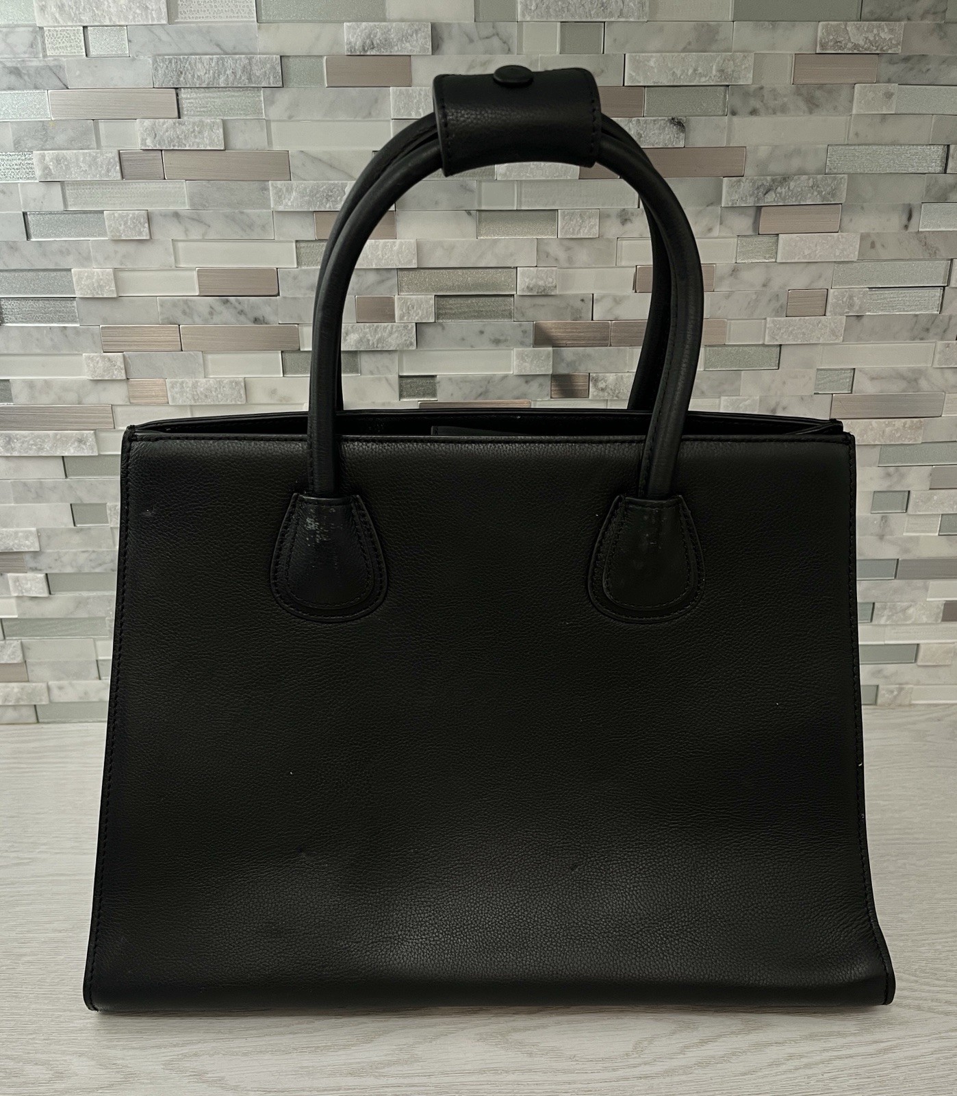 Moncrief London Victoria Black Italian Leather Purse Bag Tote Handbag