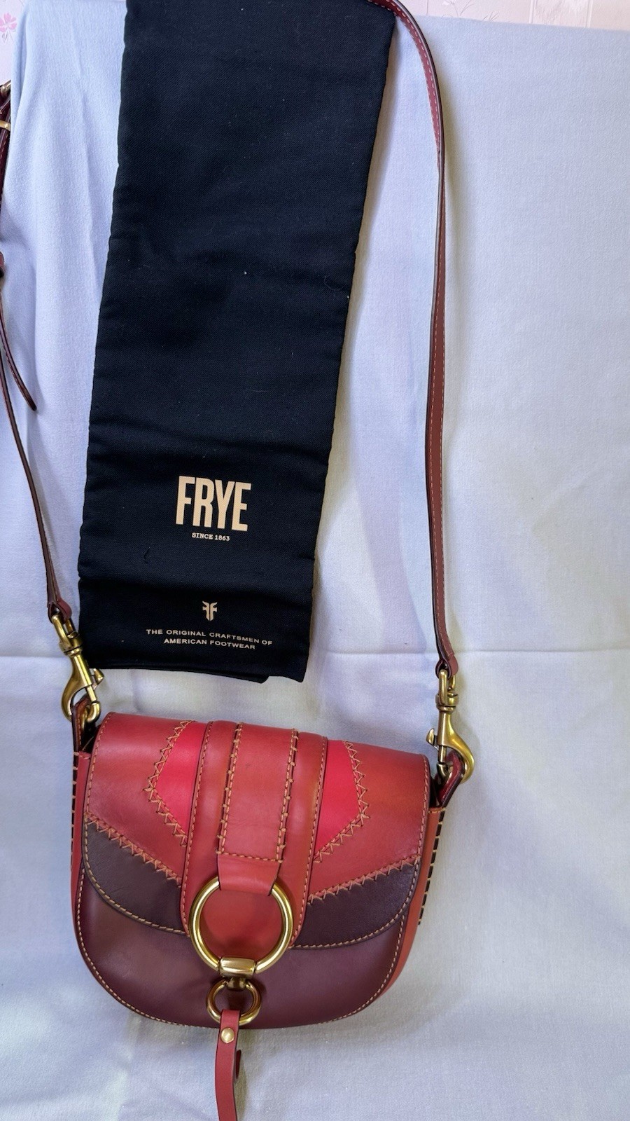 This is the Frye Ilana Colorblock Small Saddle Crossbody (Style 34DB495)