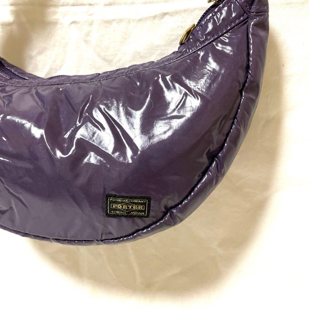 PORTER PORTERGIRL Half Moon Nylon Handbag Purple Hidden Dot Auth From Japan