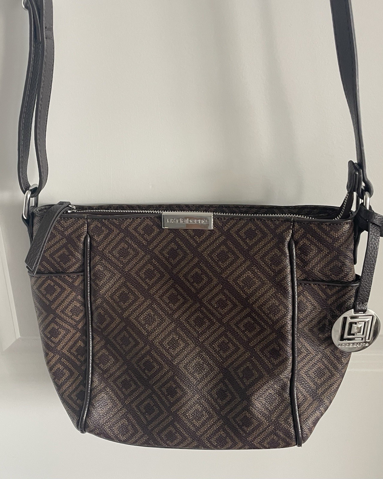 Liz Claiborne Crossbody Purse Brown Faux Leather Shoulder Carry Bag