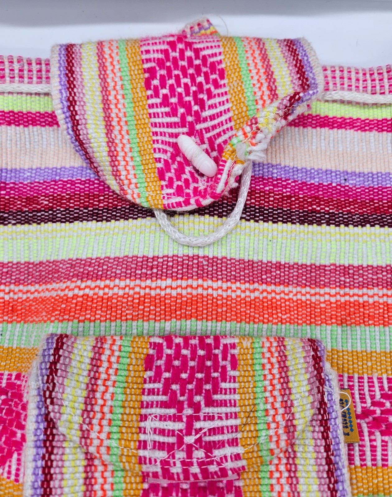 PINZON Woven Striped Backpack Colorful Hippie Boho Drawstring Travel Bag