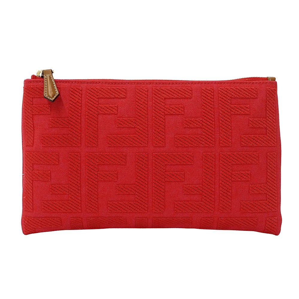 Fendi Zucca Canvas Jacquard Red Mini Bag 8N0148 Clutch with Box Women’s #BBB468