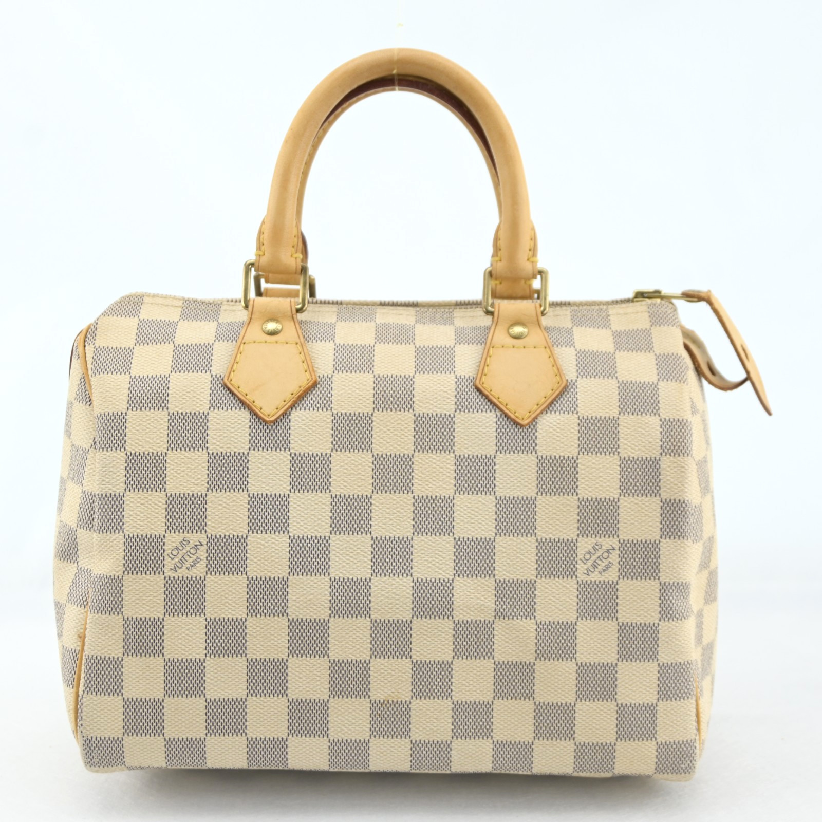 Louis Vuitton Damier Azur Speedy 25 Leather Fabric Brown Handbag N2931GY806