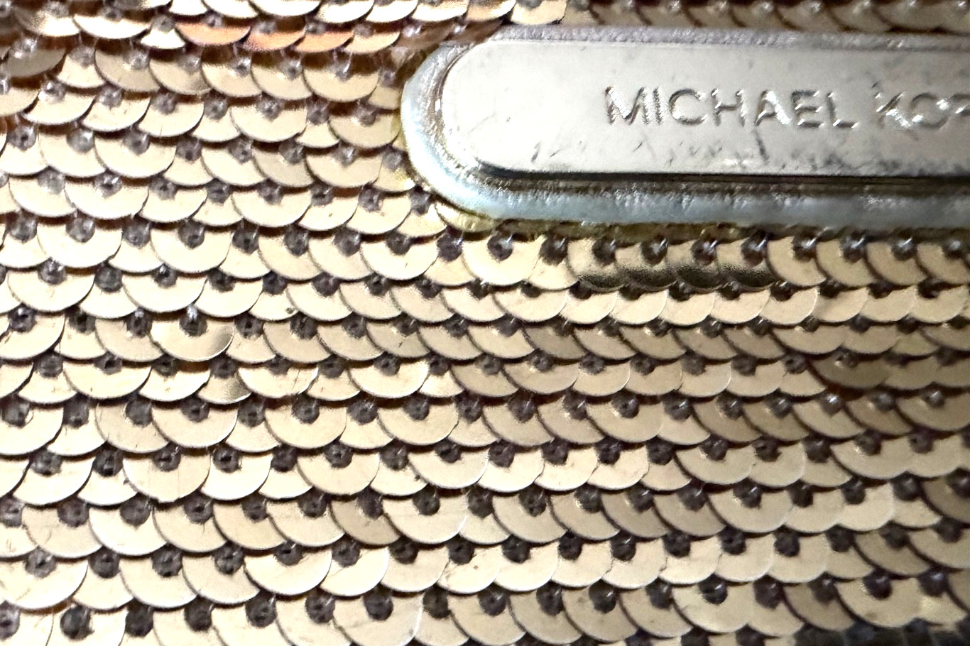 Michael Kors Gold Sequined/ Leather Convertible Wristlet Small Purse -excellent
