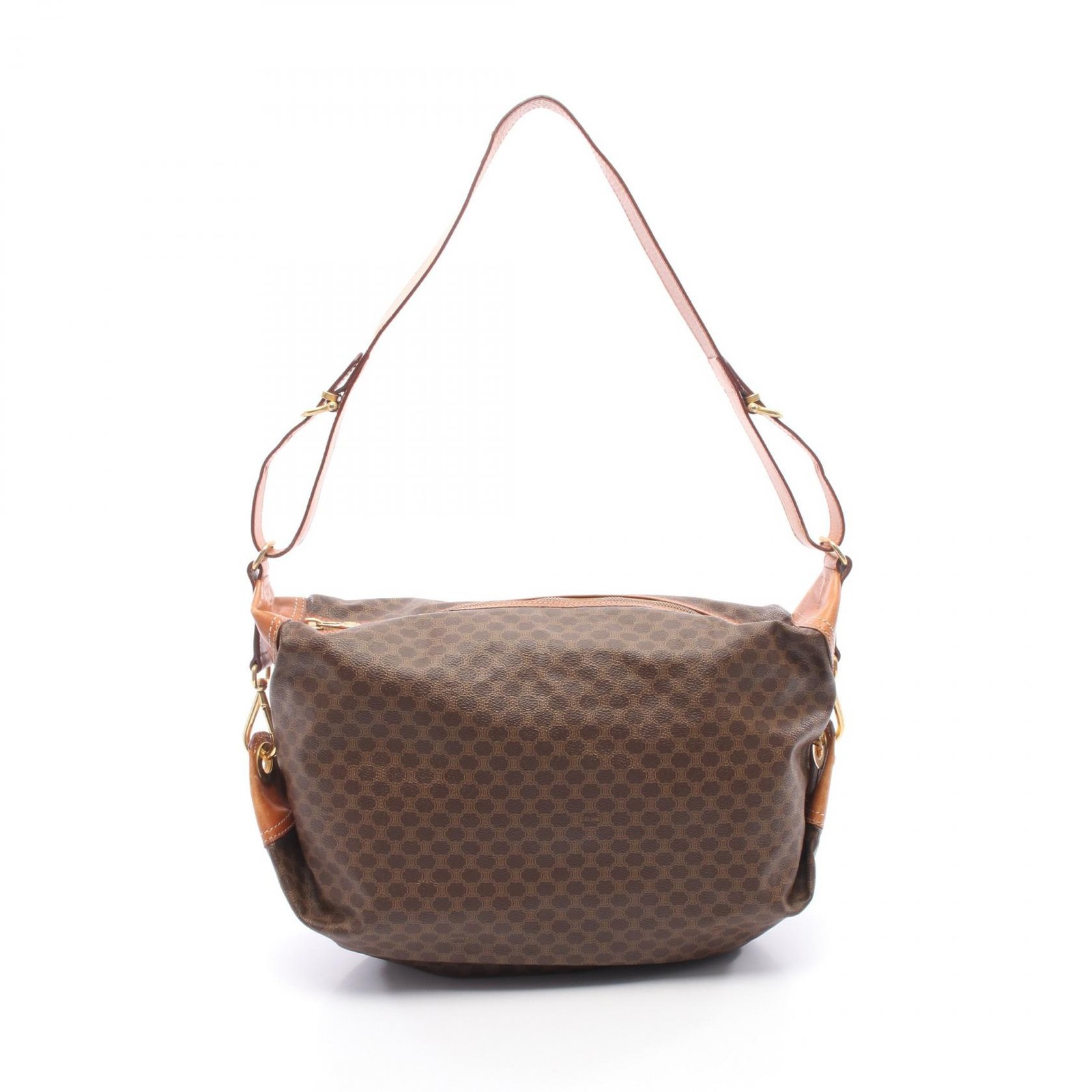 CELINE Macadam Shoulder Bag Brown PVC Coated Leather W15.0 x H9.1 x D5.9 in