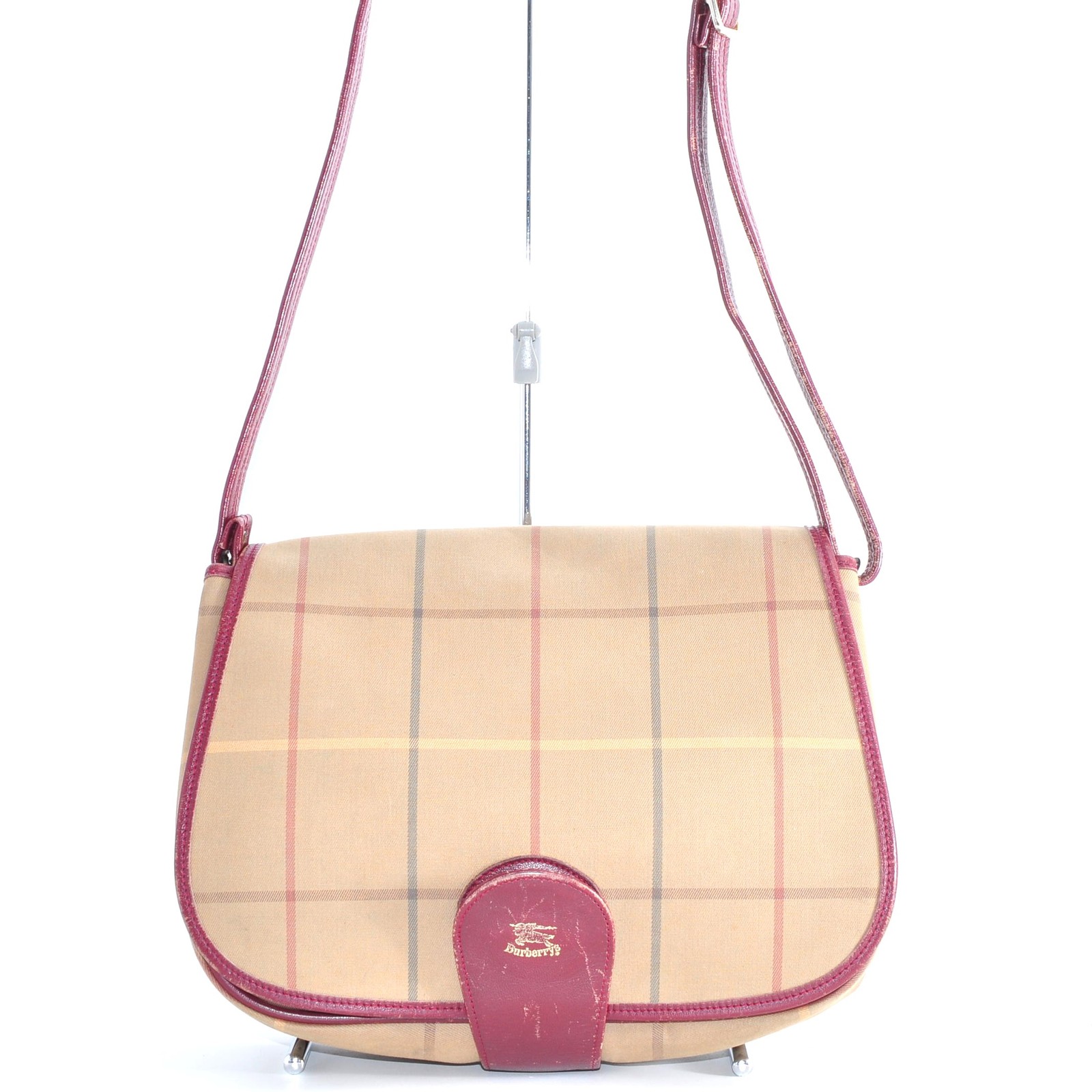 Burberry Nova Check Shoulder Bag PVC Leather Canvas Brown Used Authentic 13103