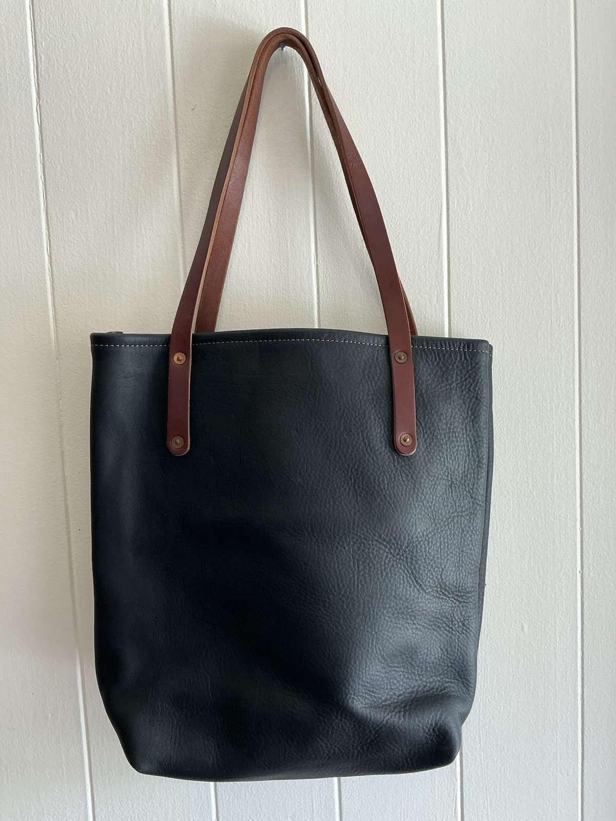 Rare Go Forth Goods Avery Handmade Leather Black Handbag Tote Bag