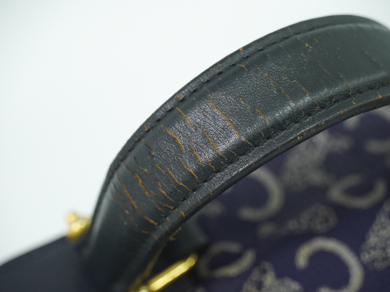 CELINE C Sulky Canvas Top Handle Handbag Navy