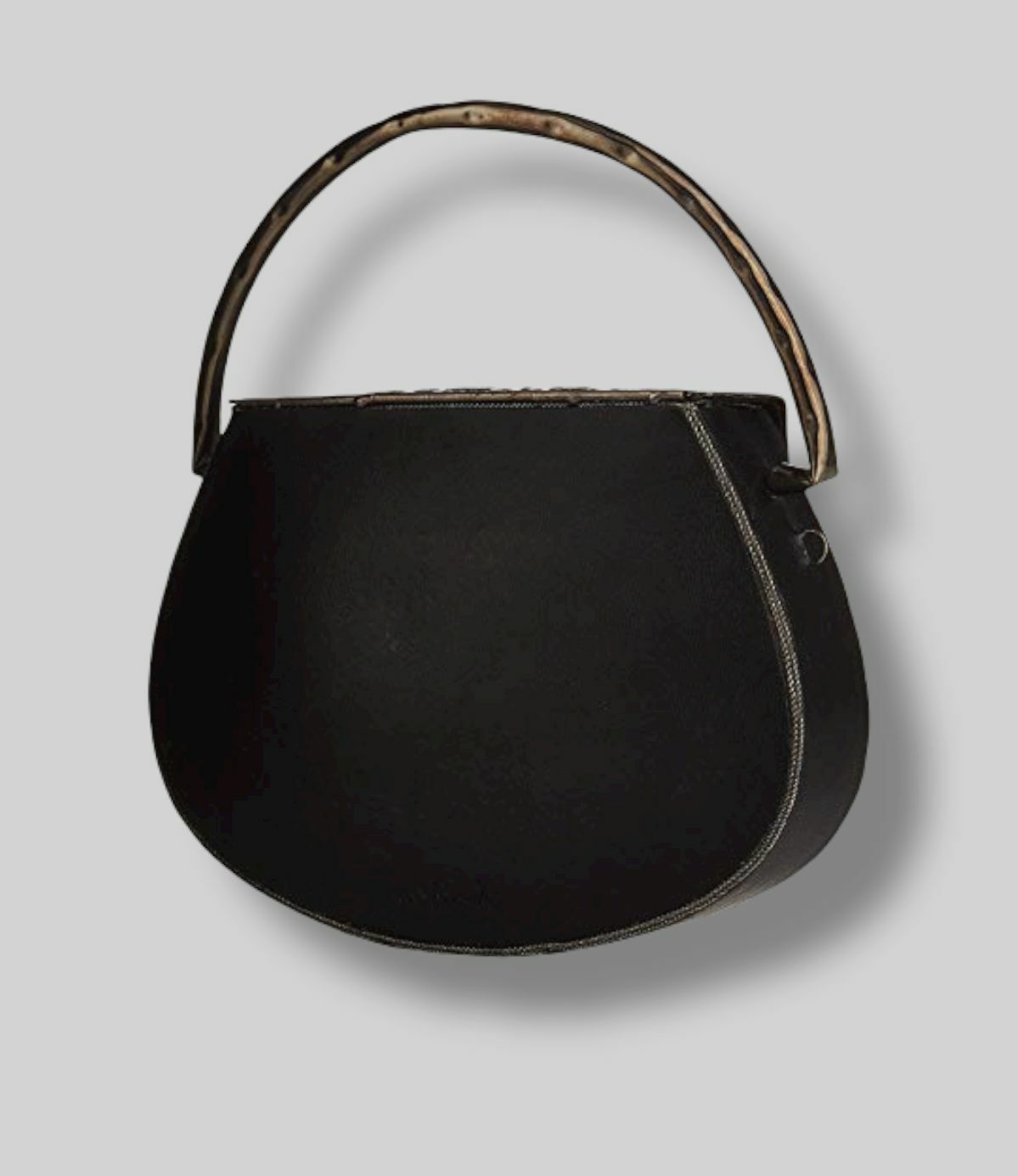 $128 Sam Edelman Womens Black Georgia Iron Leather Handbag Crossbody Satchel Bag