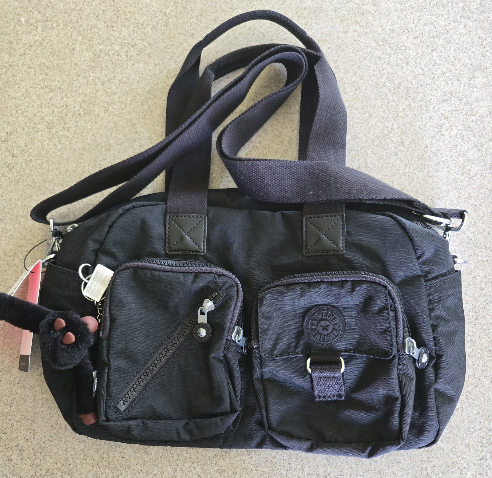 Kipling Women’s Black Tonal Defea Nylon Crossbody Bag with Adjustable Strap NWT