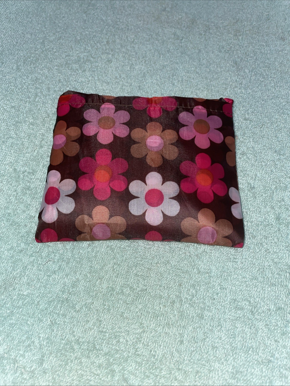 Floral Print Reusable Nylon Tote Foldable Packable Bag 17 In X 15 In New No Tag