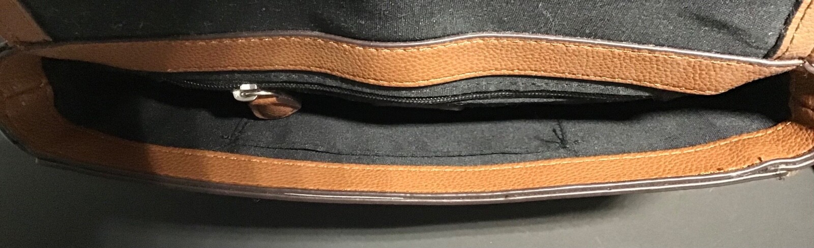 Chaps Women’s Purse Cognac Compact- 5.5×9” Shoulder Strap Silver-toned Accents