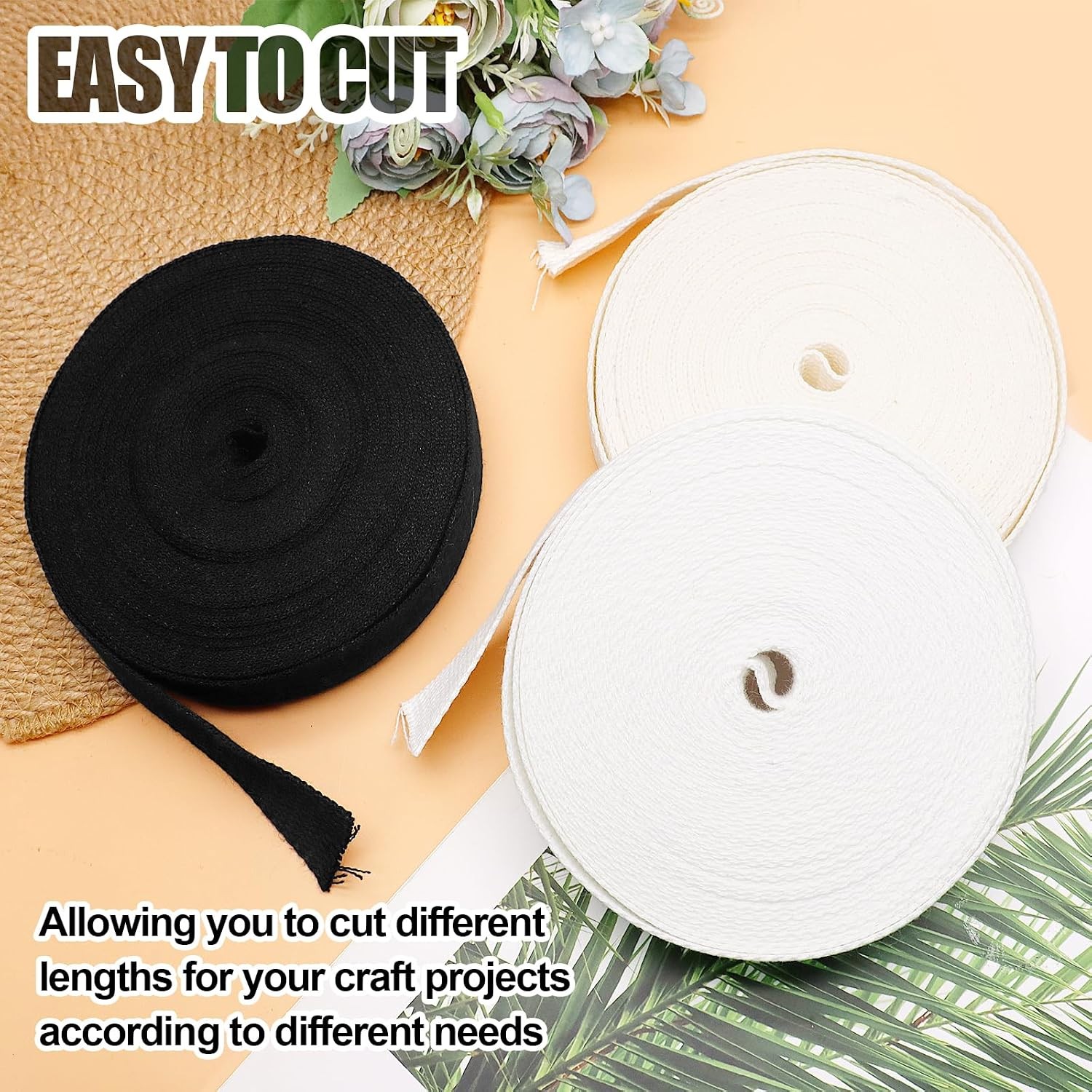 Natural Cotton Webbing Straps 12 Yards 1 Inch Polyester Weave Webbing For Sale