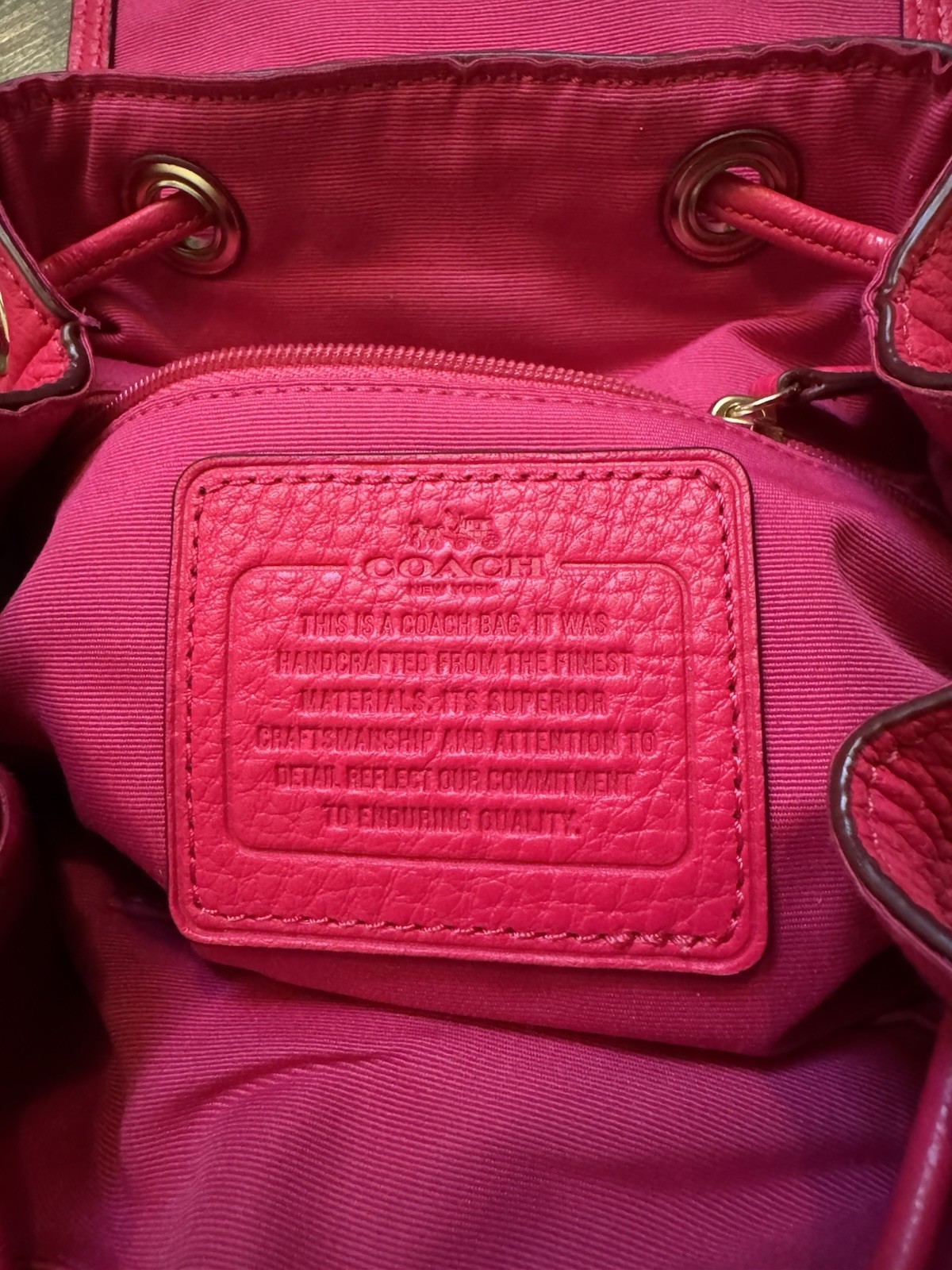Coach Mini Billie Backpack Hot Pink Leather Drawstring Turnlock Bag F37621