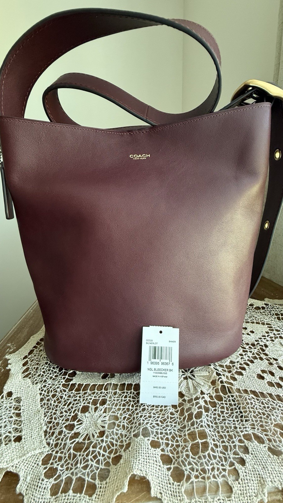 Coach Outlet Bleeker Bucket Bag Merlot NWT