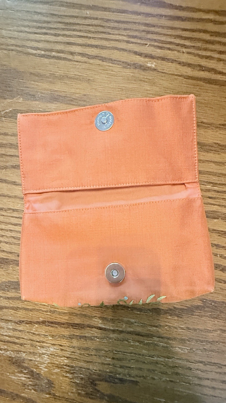 Embroidered clutch bag, orange, vibrant florals