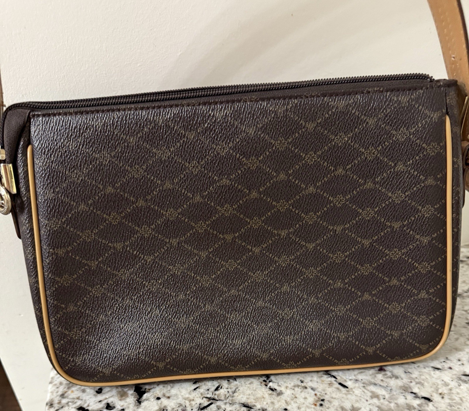 Misty Collection USA M&T Brown Zip Gold Hardware Shoulder Bag