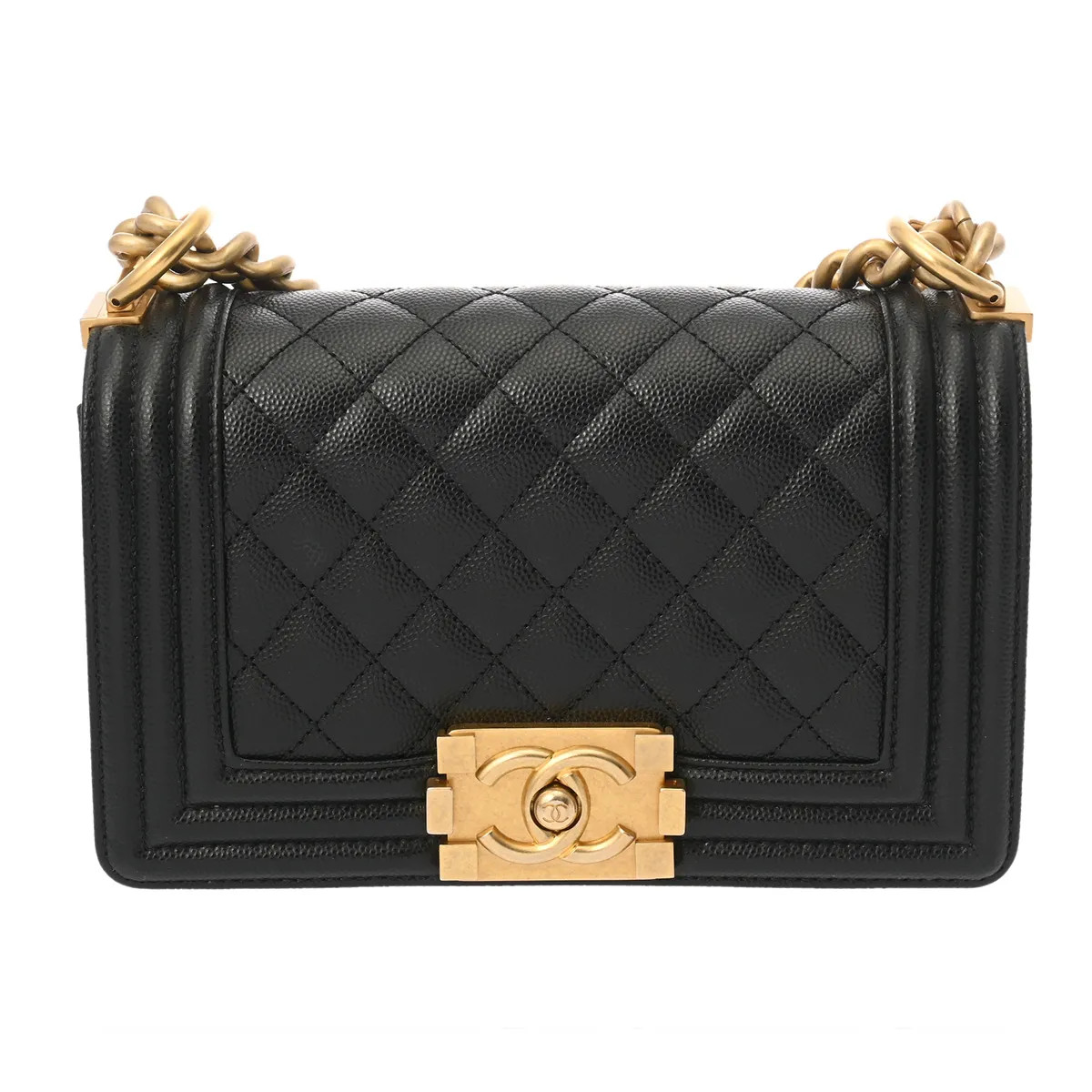 Chanel cm A67085 Shoulder Bag Grained Calfskin Black #WB638
