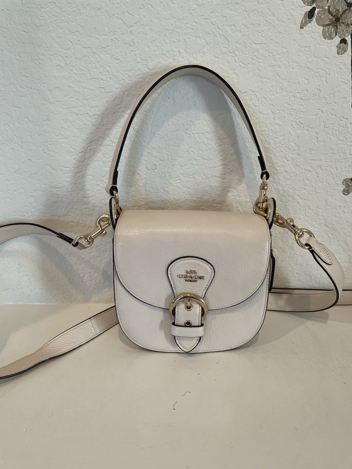 COACH Logo Shoulder Bag Shoulder Bag leather White C5685 Women