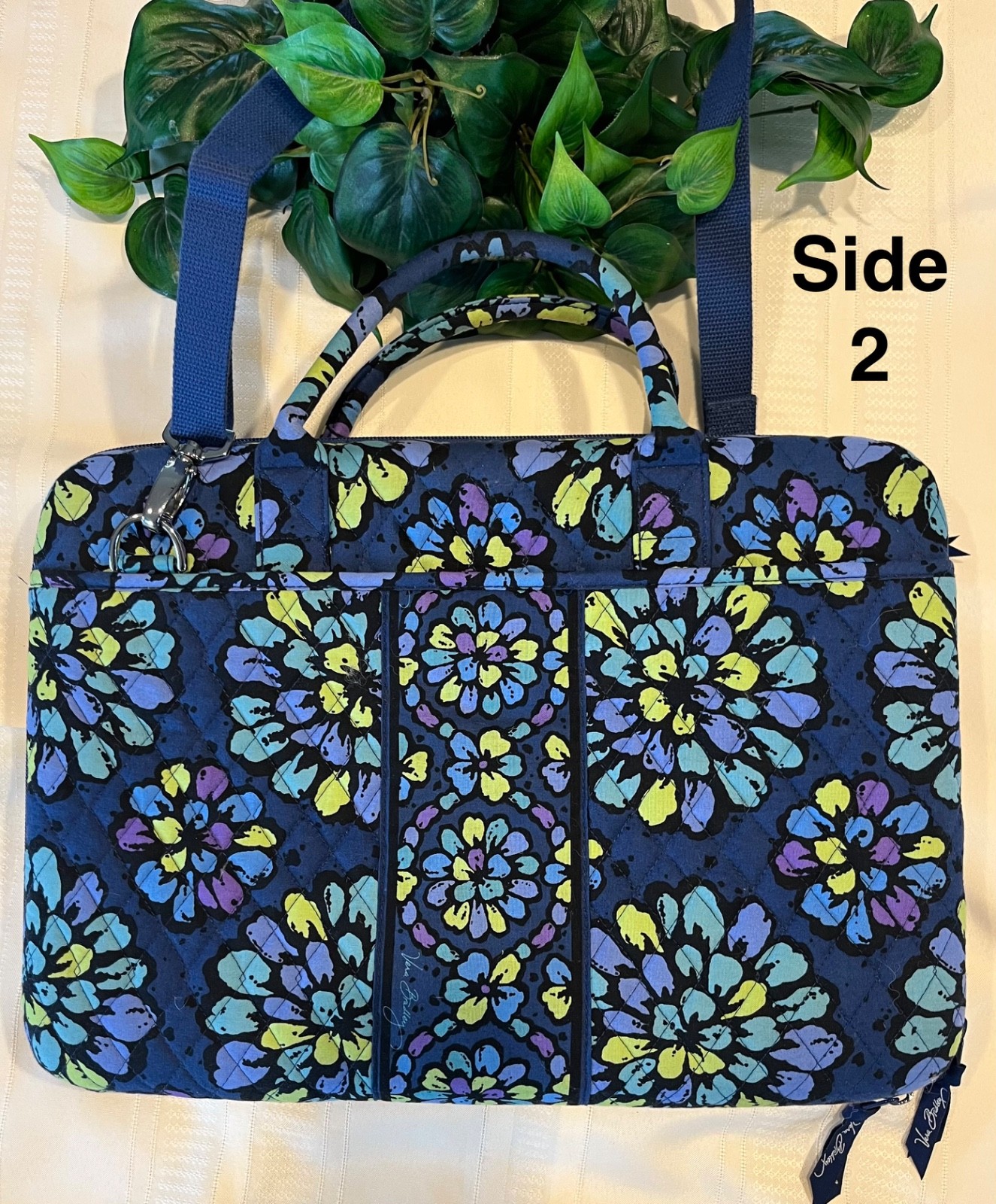 Vera Bradley Laptop Portfolio Hard Shell Crossbody Case Indigo Pop 17″ x 12″