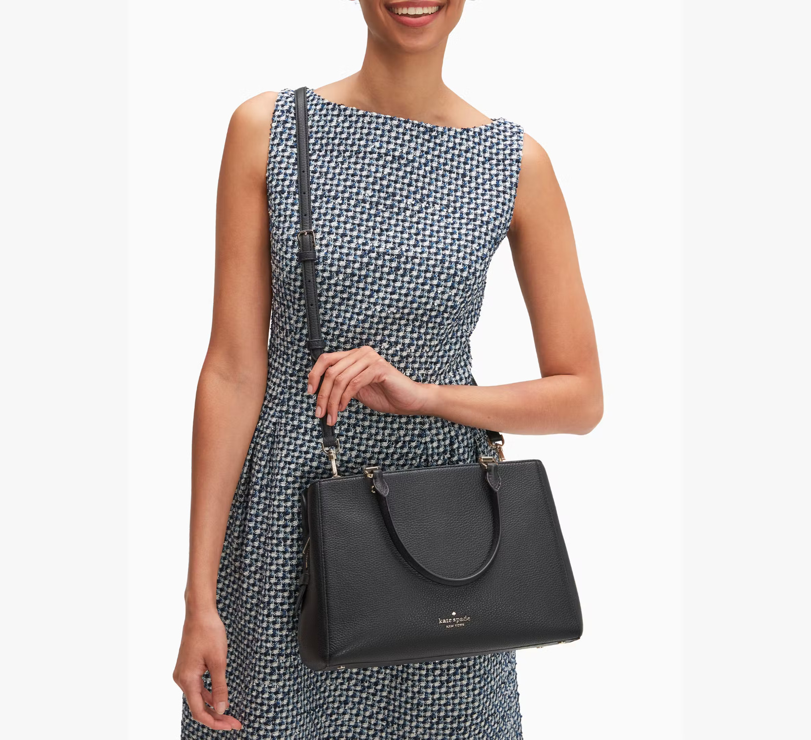Kate Spade Leila Medium 3 Compartment Black Leather Satchel WKR00335 NWT $399 FS