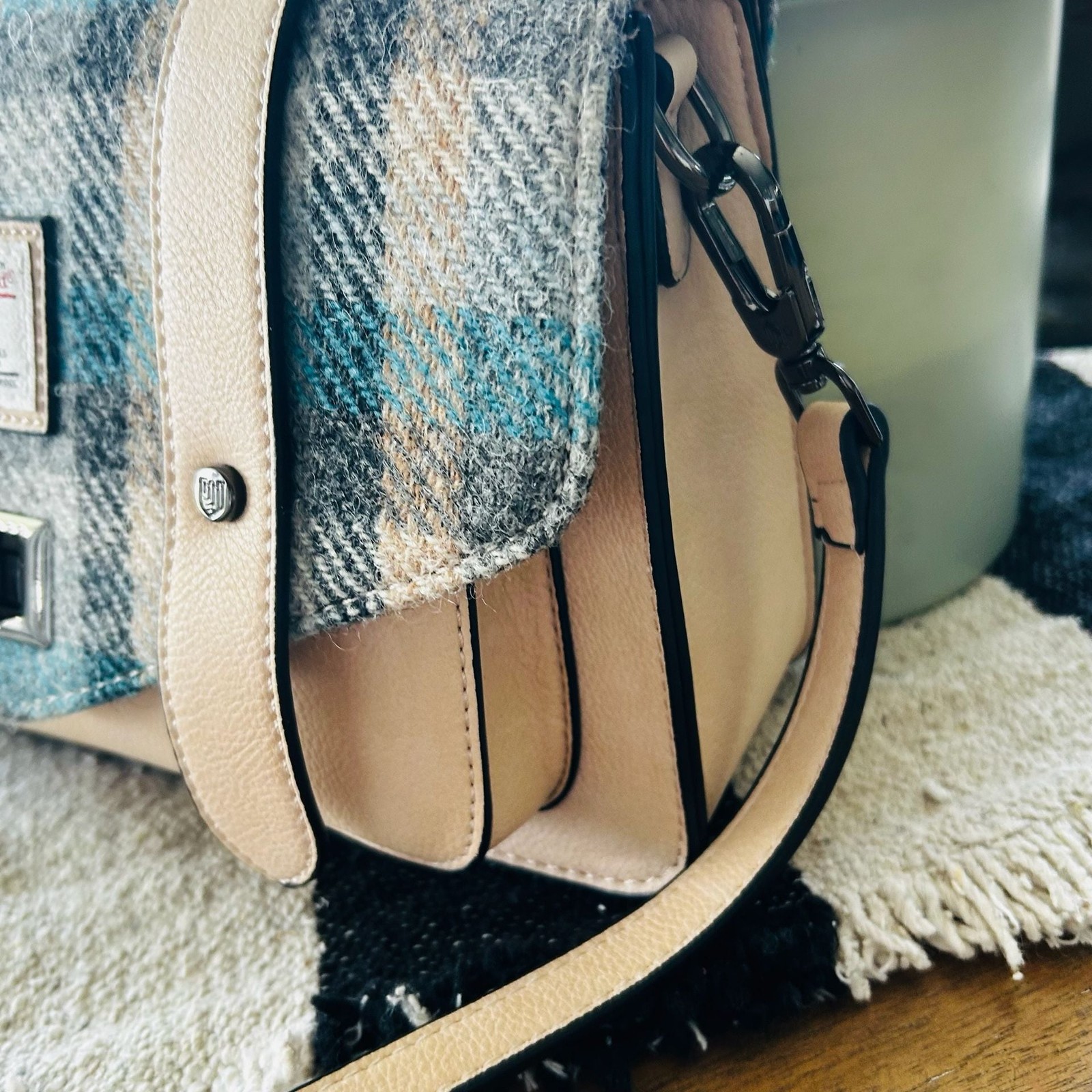 Islander UK Harris Tweed Mini Satchel Handbag in Blue Tartan