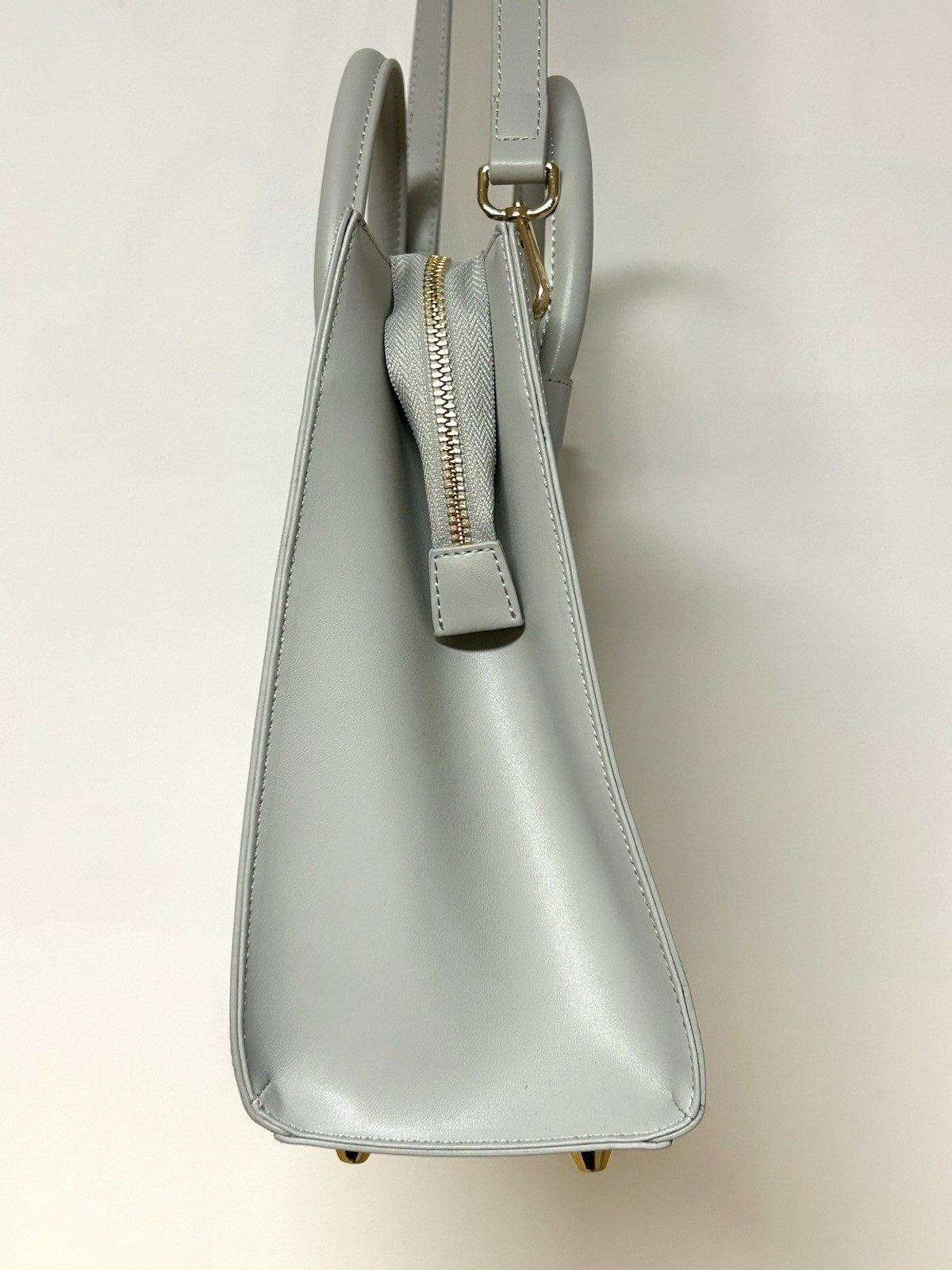 Onna Ehrlich Heidi Leather Briefcase Tote Bag Gray Sleek Quiet Luxury Minimalist