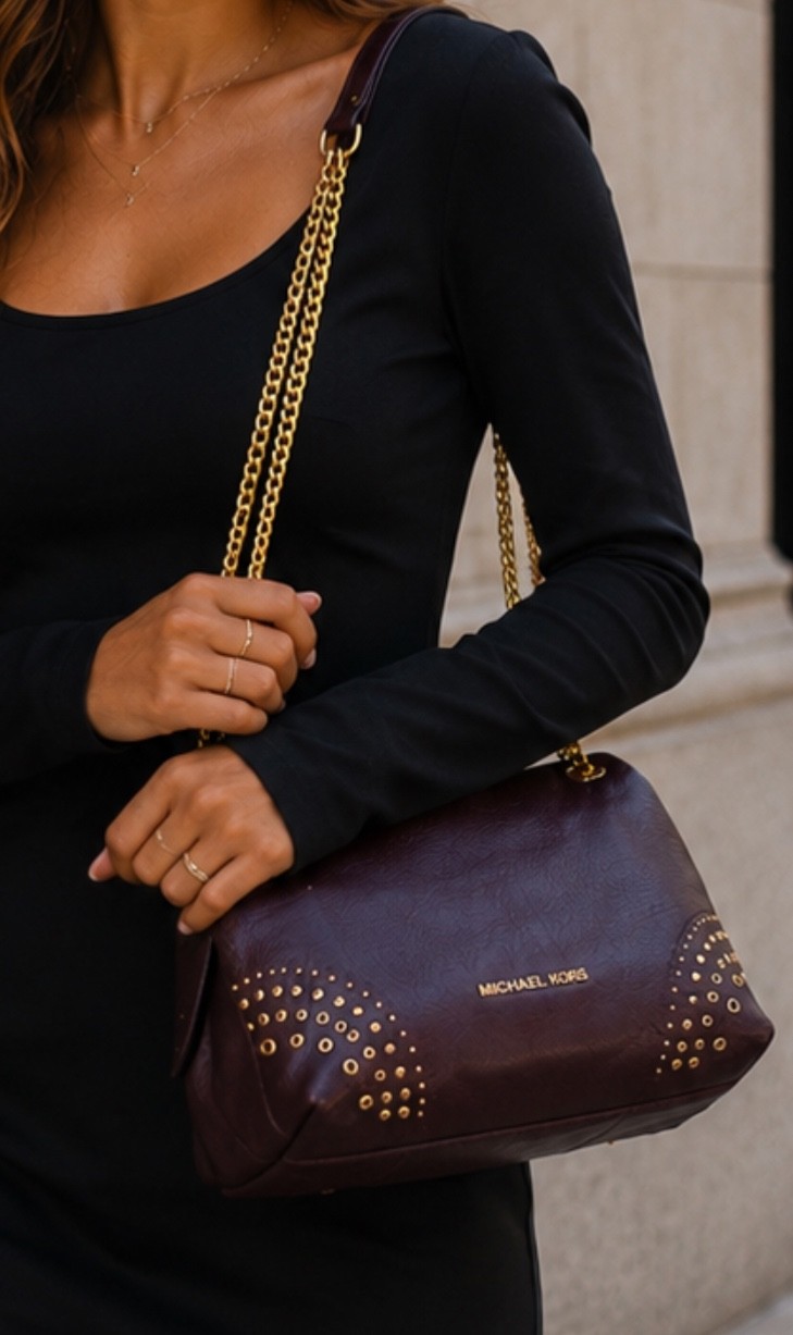 Michael Kors Damson Medium Chain Messenger Leather shoulder Bag 35F8GTTM6L New